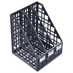 Лоток вертикальный для бумаг (250х245х295 мм), 3 отделения, сетчатый, сборный, черный, ЛТВ-63720 - фото 15055567