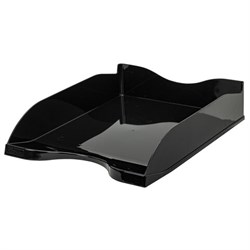 Лоток горизонтальный для бумаг "Люкс", А4 (350х255х65 мм), полипропилен, черный, ЛТГ-30866 - фото 15055572