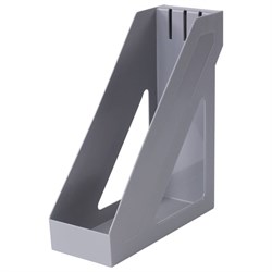 Лоток вертикальный для бумаг BRAUBERG "Basic", 265х100х285 мм, серый, 237010 - фото 15055668