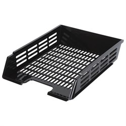 Лоток горизонтальный для бумаг BRAUBERG "Basic", А4 (360х270х75 мм), с пазами, сетчатый, черный, 237011 - фото 15055669