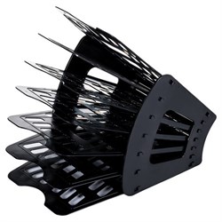 Лоток для бумаг веерный BRAUBERG "Basic" 7-ми секционный, 6 отделений, сетчатый, черный, 237019 - фото 15055675