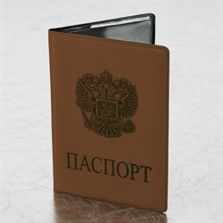 Обложка для паспорта, мягкий полиуретан, "Герб", светло-коричневая, STAFF, 237609 - фото 15055727
