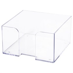 Подставка для бумажного блока BRAUBERG CLASSIC пластиковая, 90х90х50 мм, прозрачная, 238091 - фото 15055747