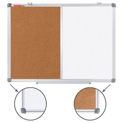 Доска комбинированная: магнитно-маркерная, пробковая для объявлений 45х60 см, BRAUBERG Extra, 238182 - фото 15055772