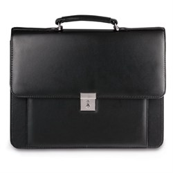 Портфель "Проект", 38х28,5х10 см, искусственная кожа, 2 отделения, замок с ключом, черный, 200 - фото 15055846