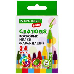 Восковые мелки BRAUBERG KIDS, НАБОР 24 цвета, 271697 - фото 15055921