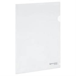 Папка-уголок жесткая А4, прозрачная, 0,15 мм, BRAUBERG EXTRA, 271701 - фото 15055923