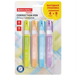 Ручка-корректор 9 мл ВЫГОДНАЯ УПАКОВКА, КОМПЛЕКТ 4 штуки, BRAUBERG PASTEL, 271922 - фото 15055942