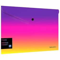 Папка-конверт с кнопкой BRAUBERG "Grade", А4, до 100 листов, желто-розовый градиент, 0,18 мм, 271964 - фото 15055955