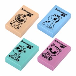 Ластик BRAUBERG KIDS "Школьный", 26х17х7 мм, прямоугольный, пастельные цвета ассорти, 271991 - фото 15055965