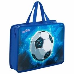 Папка на молнии с ручками ЮНЛАНДИЯ А4, 1 отделение, пластик, 80 мм, "Football", 272158 - фото 15055989