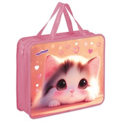 Папка на молнии с ручками ЮНЛАНДИЯ А4, 1 отделение, пластик, 80 мм, "Dreamy kitty", 273361 - фото 15056107