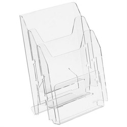 Подставка настольная для рекламных материалов ВЕРТИКАЛЬНАЯ (297х215х32 мм), А4, 3 отделения, смещение, №503 - фото 15056172