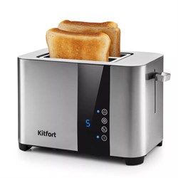 Тостер KITFORT KT-2047, 850 Вт, 2 тоста, 7 режимов, LED-дисплей, сталь, серебристый, КТ-2047 - фото 15057962