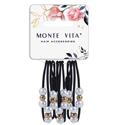 Резинки для волос НАБОР 3 шт., 0,2х14 см, с жемчужинами, чёрные, MONTE VITA (МОНТЕ ВИТА), 457053 - фото 15058139