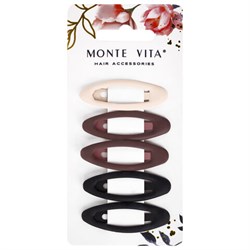 Заколки для волос НАБОР 5 шт., 5 см, клик-клак, матовые, ассорти, MONTE VITA (МОНТЕ ВИТА), 457078 - фото 15058151