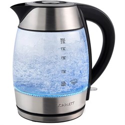Чайник SCARLETT SC-EK27G13, 2 л, 2200 Вт, закрытый нагревательный элемент, стекло, стальной - фото 15058170