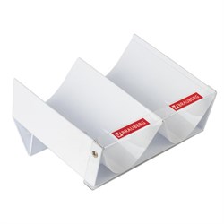 Желоб навесной/настольный для ручек и карандашей BRAUBERG, 2 отделения, 19х25 см, белый, 504261 - фото 15058242