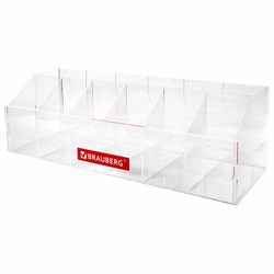 Подставка под письменные принадлежности BRAUBERG, 12 отделений, 15х47х16 см, оргстекло, 505924 - фото 15058251