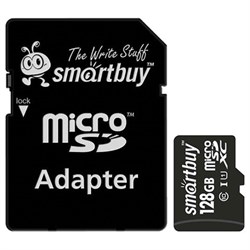 Карта памяти micro SDXC, 128 GB, SMARTBUY, UHS-1 U1, 80 Мб/сек. (class 10), с адаптером, SB128GBSDCL1001 - фото 15058305