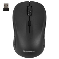 Мышь беспроводная SONNEN V-111, USB, 800/1200/1600 dpi, 4 кнопки, оптическая, черная, 513518 - фото 15058316