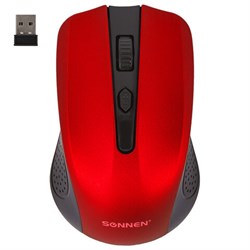 Мышь беспроводная SONNEN V99, USB, 1000/1200/1600 dpi, 4 кнопки, оптическая, красная, 513529 - фото 15058318