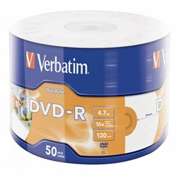Диск DVD-R VERBATIM DataLife, 4,7 Гб, 16x, Bulk (термоусадка без шпиля), КОМПЛЕКТ 50 шт., 43791 - фото 15058371