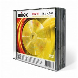 Диск DVD-R MIREX, 4,7 ГБ, 16x, Slim Case, КОМПЛЕКТ 5 шт., UL130003A1F - фото 15058374
