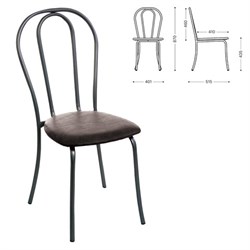 Стул для столовых, кафе, дома "Вереск", черный каркас, кожзам черный, СМ7/6-05 К-01 - фото 15058420