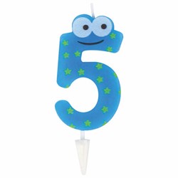 Свеча-цифра для торта "5" "С глазками", 6 см, ЗОЛОТАЯ СКАЗКА, с держателем, в блистере, 591408 - фото 15058815