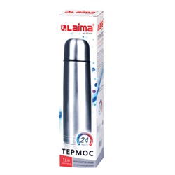 Термос LAIMA классический с узким горлом, 1 л, нержавеющая сталь, 601414 - фото 15058938