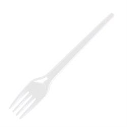 Вилка одноразовая пластиковая 165 мм, белая, КОМПЛЕКТ 100 шт., СТАНДАРТ, LAIMA, 603078 - фото 15059046