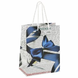 Пакет подарочный (1 штука) 18x10x23 см, ЗОЛОТАЯ СКАЗКА "Синий бант", ламинированный, 606599 - фото 15059312