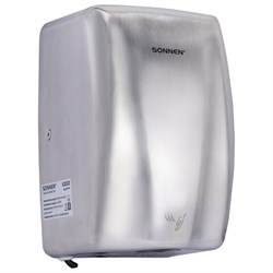 Сушилка для рук ВЫСОКОСКОРОСТНАЯ АНТИВАНДАЛЬНАЯ SONNEN K2020, 1000 Вт, 100 м/с, IPX3, 72 дБ, нержавеющая сталь, 607193 - фото 15059348