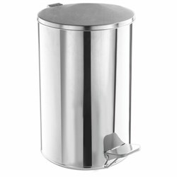 Ведро мусорное с педалью 20 литров, УСИЛЕННОЕ, кольцо под мешок, хром, нержавеющая сталь, ТИТАН - фото 15059392