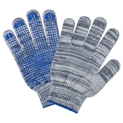 Перчатки хлопчатобумажные плотные, КОМПЛЕКТ 100 ПАР, 10 класс, 50-52 г, 133 текс, ПВХ-точка LAIMA ЛЮКС 2, СЕРЫЕ, 608679 - фото 15059550