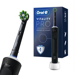 Зубная щетка электрическая ORAL-B (Орал-би) Vitality Pro, ЧЕРНАЯ, 1 насадка, 80367641 - фото 15059559