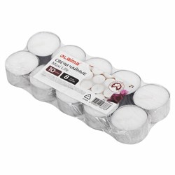 Свечи чайные Maxi Life, до 8 часов горения, вес 21 г, КОМПЛЕКТ 10шт., в гильзе, LAIMA, 609201 - фото 15059669