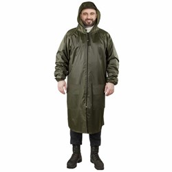 Дождевик-плащ хаки С КАРМАНАМИ многоразовый на молнии, размер 56-58, рост 170-176, ГРАНДМАСТЕР, 610884 - фото 15059842