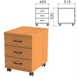 Тумба подкатная "Фея", 400х515х530 мм, 3 ящика, цвет орех милан, ТФ08.5 - фото 15060186