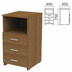 Тумба приставная "Канц", 400х450х750 мм, 3 ящика, полка, цвет орех пирамидальный, ТК31.9 - фото 15060200