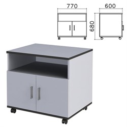 Тумба для оргтехники "Монолит", 770х600х680 мм, 2 двери, полка, цвет серый, ТМ30.11 - фото 15060233