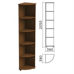 Шкаф (стеллаж) угловой "Монолит", 390х390х2050 мм, 4 полки, цвет орех гварнери, УМ46.3 - фото 15060245