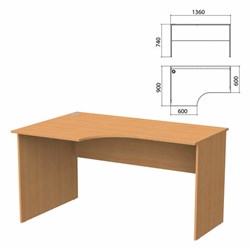 Стол письменный эргономичный "Бюджет" 1360х900х740 мм, левый, груша ароза, 402662-336 - фото 15060325