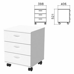 Тумба подкатная "Бюджет", 398х406х521 мм, 3 ящика, белый, 402952-290 - фото 15060344