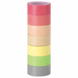 Клейкие WASHI-ленты для декора "ПАСТЕЛЬ", 7 теплых цветов, 15 мм х 3 м, рисовая бумага, ОСТРОВ СОКРОВИЩ, 661700 - фото 15060405