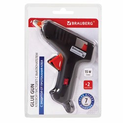 Клеевой пистолет 15 Вт для стержня 7 мм, с выключателем, BRAUBERG, в блистере, 671051 - фото 15060690