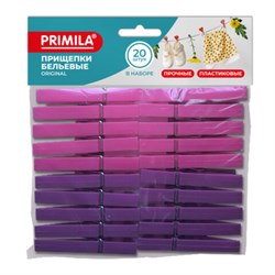 Прищепки бельевые 7,8 см, КОМПЛЕКТ 20 штук, пластик, ассорти, PRIMILA (ПРИМИЛА) ORIGINAL, 700511 - фото 15060831