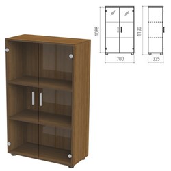 Шкаф закрытый со стеклом "Канц", 700х335х1130 мм, цвет орех пирамидальный (КОМПЛЕКТ) - фото 15061008