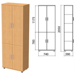 Шкаф закрытый "Монолит", 740х390х2050 мм, цвет бук бавария (КОМПЛЕКТ) - фото 15061053